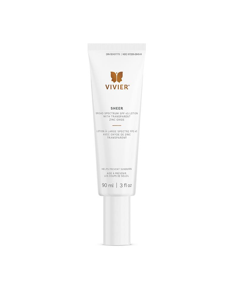 Bottle of Vivier Sheer Broad Spectrum SPF 45